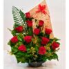 12 red rose pot bouquet