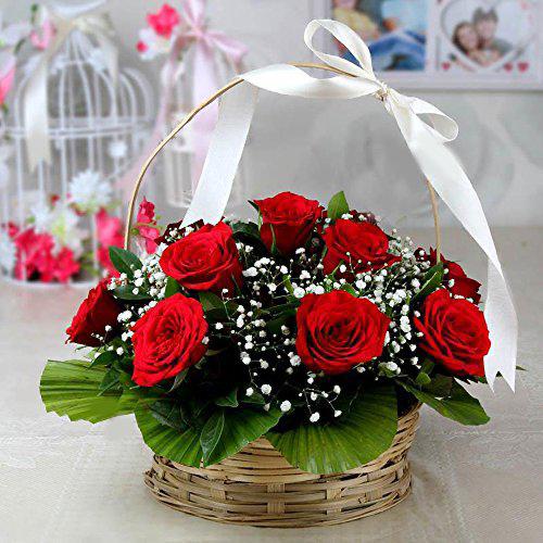 15 red rose basket