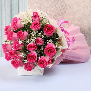 20 Pink roses bunch